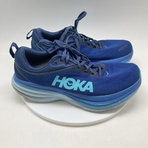 Hoka One One Sneakers Mens 8.5 D Bondi 8 1123202 BBBG Blue Running Gym Shoes
